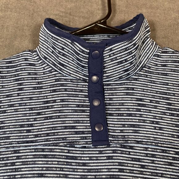 St. Johns Bay Womens Petite PM Striped Quarter Snap Mock Neck Pullover - Picture 3 of 9